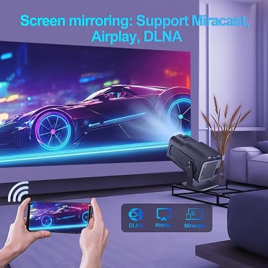 HY320 Mini Smart Projector – Native 720P, 4K Support, WiFi, Bluetooth & Android 11 (Black)