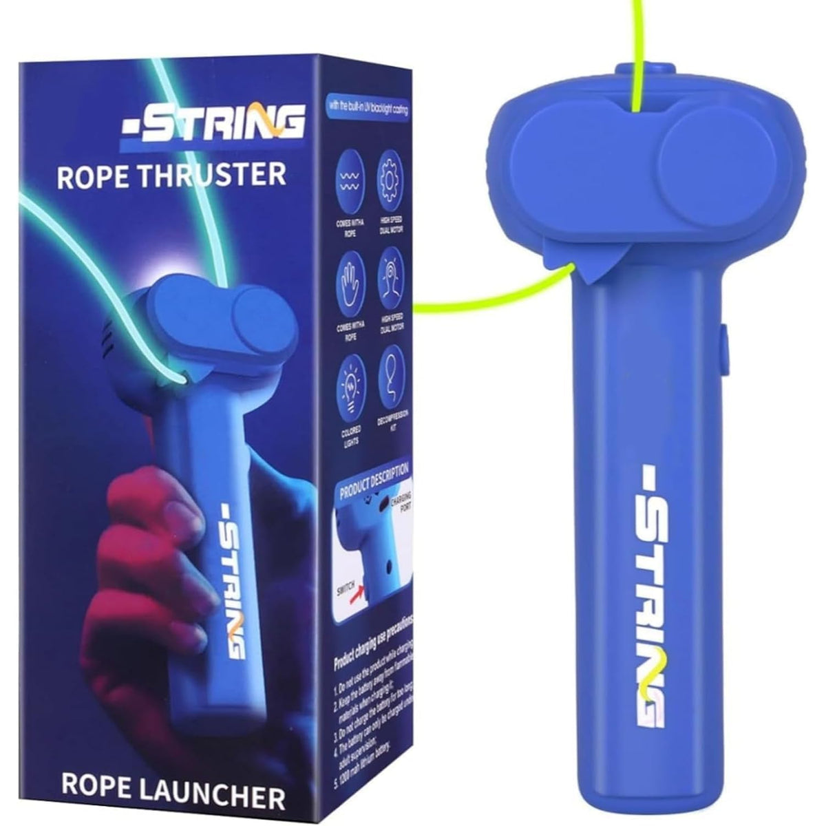 Rope Thruster Shooter Toy for Kids – Glow Rope Launcher with Propeller