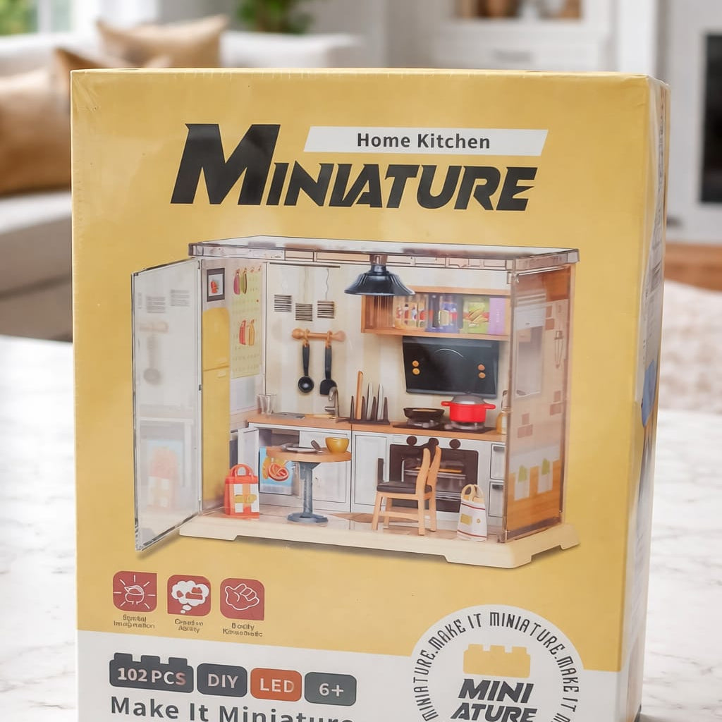 Miniature House Making Kit – DIY Handcrafted Dollhouse with LED Lights & Furniture