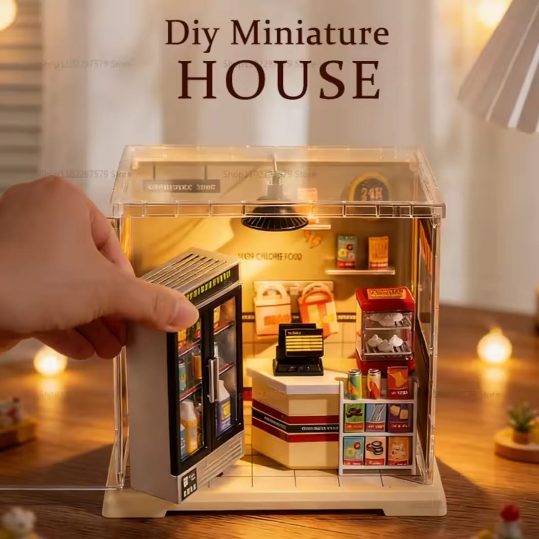 Miniature House Making Kit – DIY Handcrafted Dollhouse with LED Lights & Furniture
