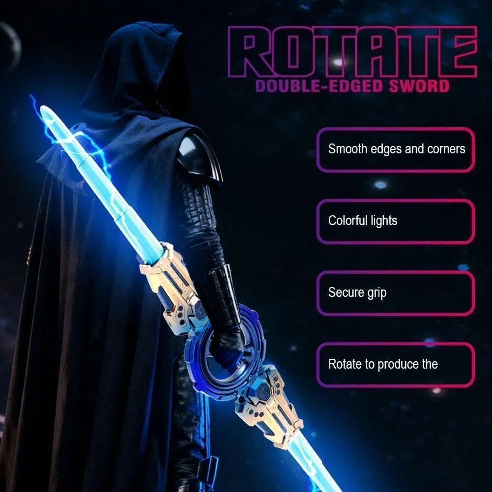 Spiral Sword Double-Edged Rotating LED Lightsaber Toy – Colourful Lights (Assorted Colours)