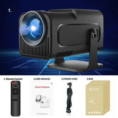 HY320 Mini Smart Projector – Native 720P, 4K Support, WiFi, Bluetooth & Android 11 (Black)
