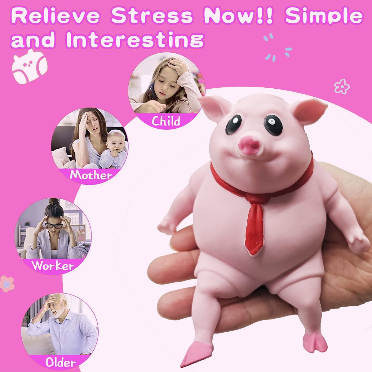 Cute Pink Pig Squishy Toy – Stress Relief & Sensory Fidget