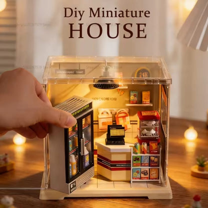 Miniature House Making Kit – DIY Handcrafted Dollhouse with LED Lights & Furniture