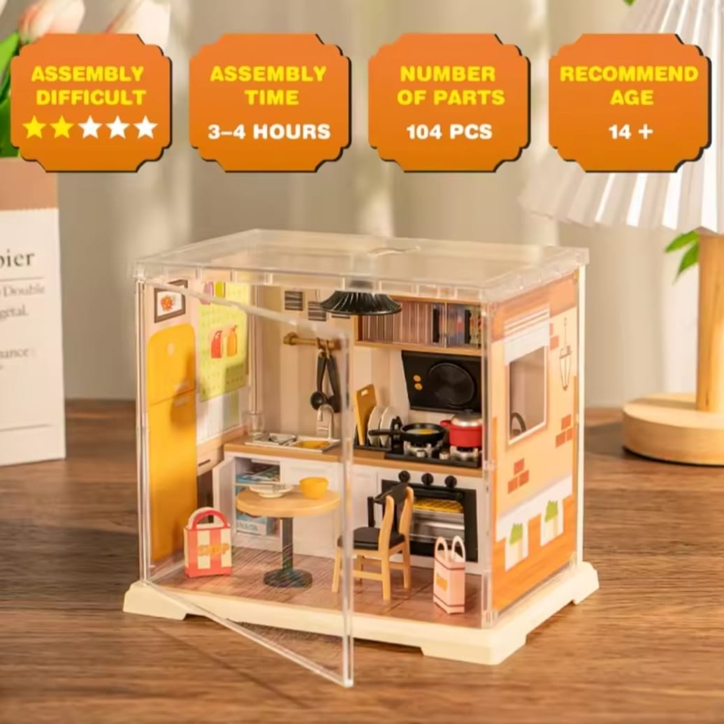 Miniature House Making Kit – DIY Handcrafted Dollhouse with LED Lights & Furniture