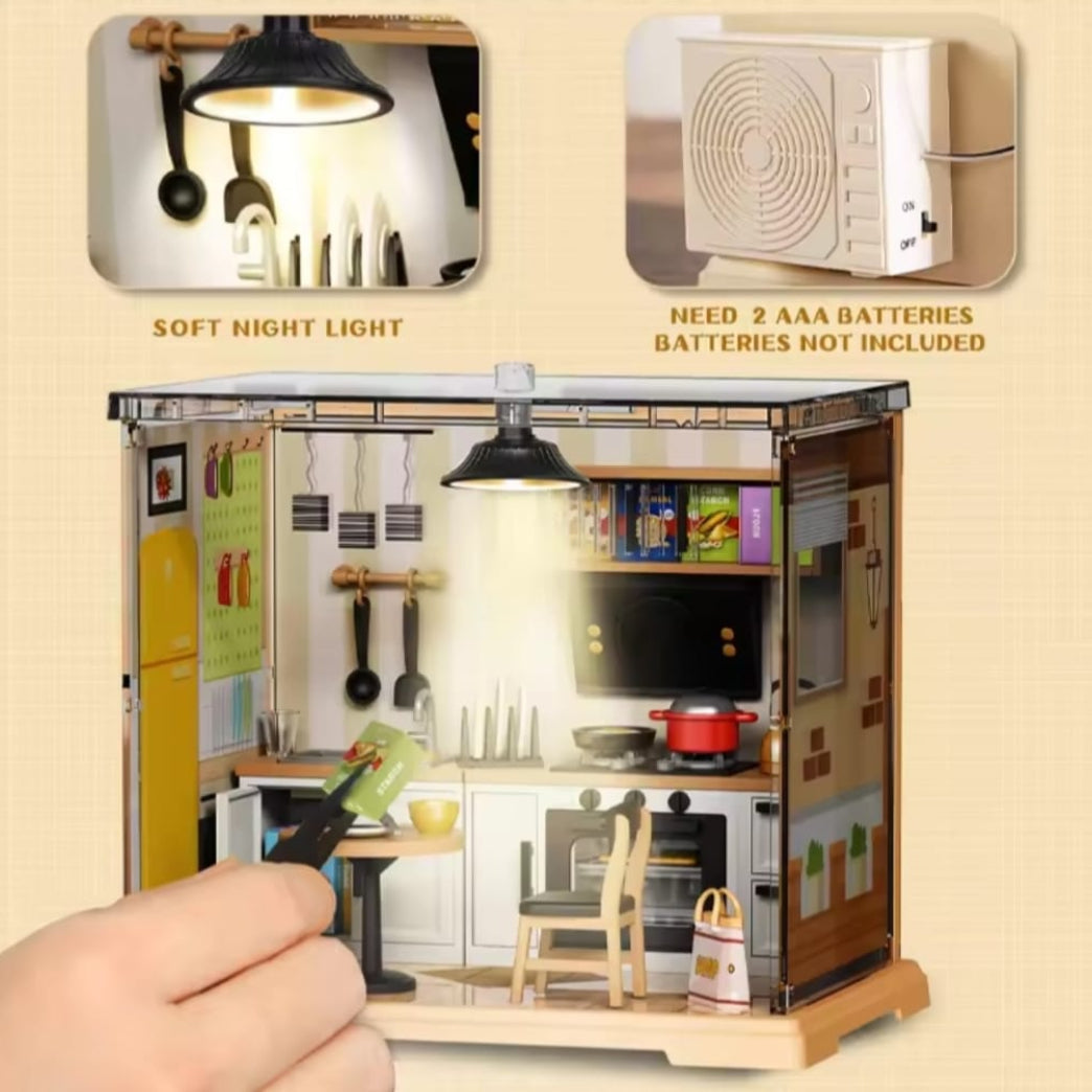 Miniature House Making Kit – DIY Handcrafted Dollhouse with LED Lights & Furniture